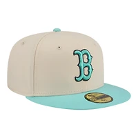 Men's New Era Light Beige/Turquoise Boston Red Sox Two-Tone Color Pack 59FIFTY Fitted Hat
