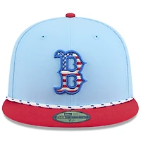 Men's New Era Light Blue/Red Boston Red Sox 2025 Fourth of July 59FIFTY Fitted Hat