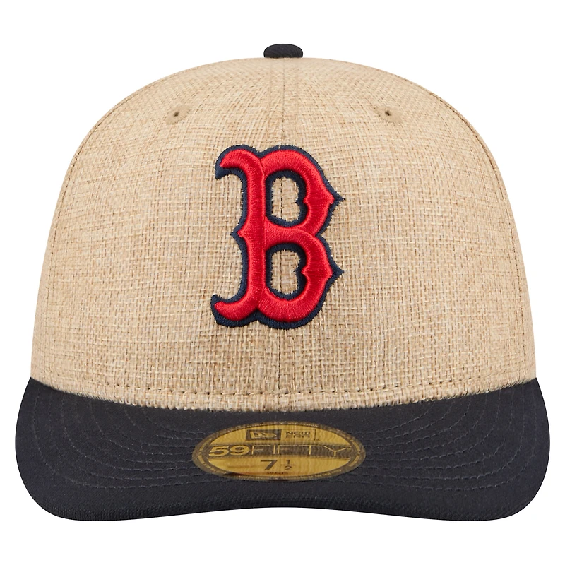 Men's New Era Natural/Navy Boston Red Sox Twine 59FIFTY Fitted Hat