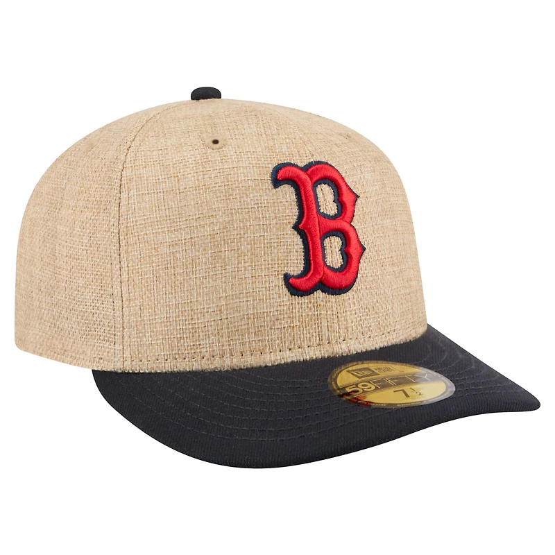 Men's New Era Natural/Navy Boston Red Sox Twine 59FIFTY Fitted Hat