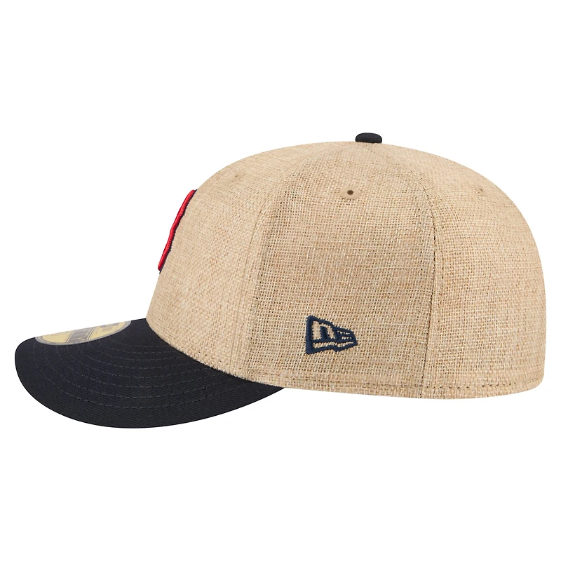 Men's New Era Natural/Navy Boston Red Sox Twine 59FIFTY Fitted Hat