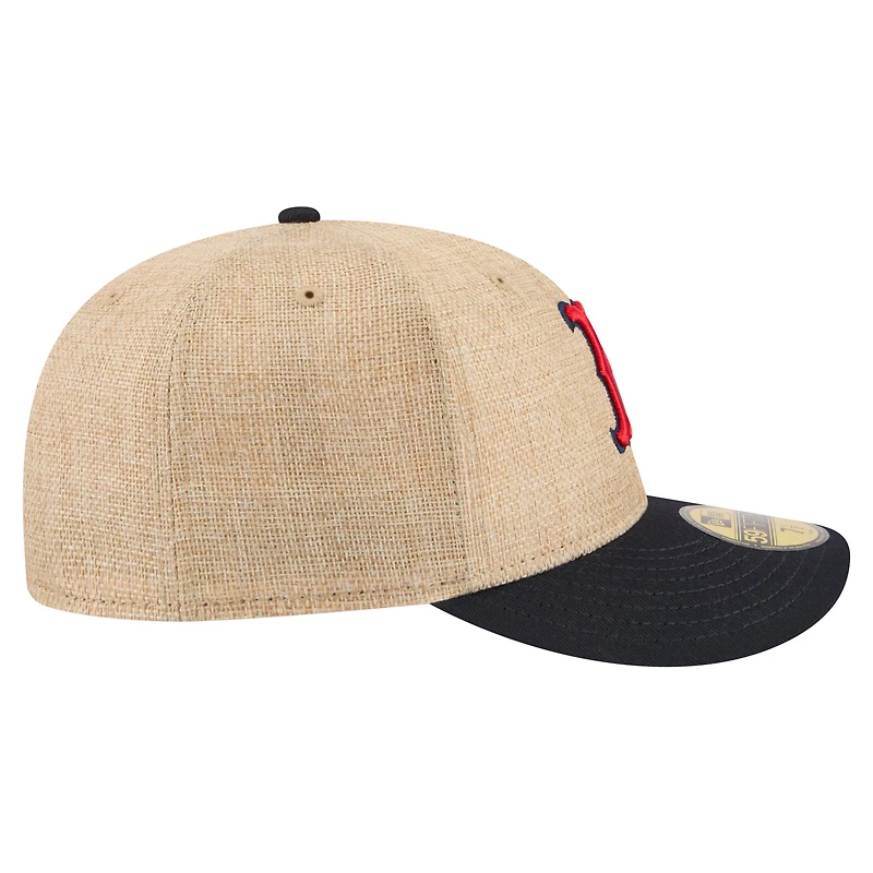 Men's New Era Natural/Navy Boston Red Sox Twine 59FIFTY Fitted Hat