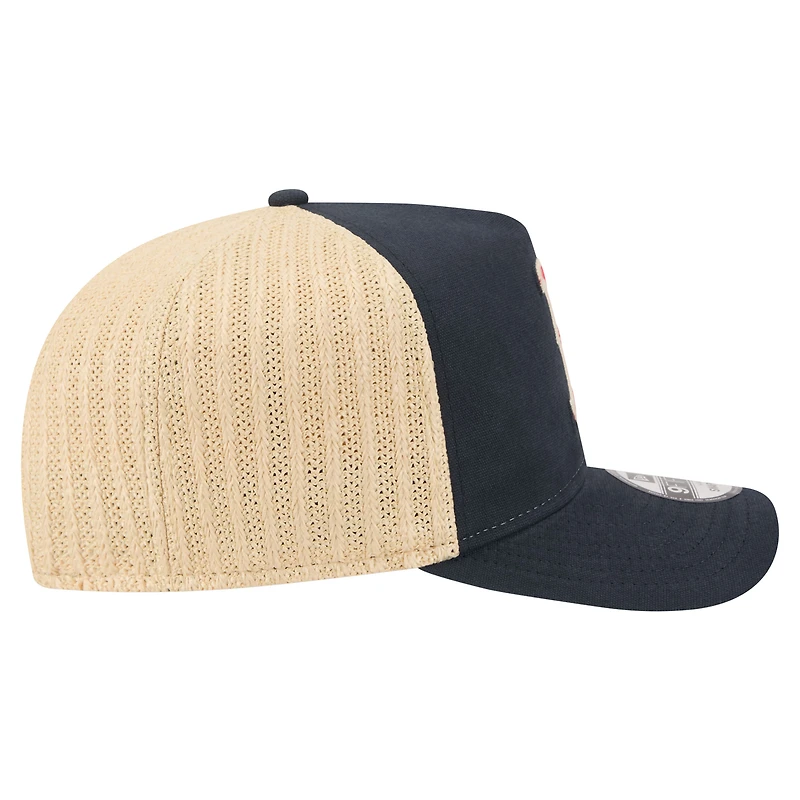 Men's New Era  Navy/Natural Boston Red Sox Grained 9FIFTY A-Frame Trucker Adjustable Hat