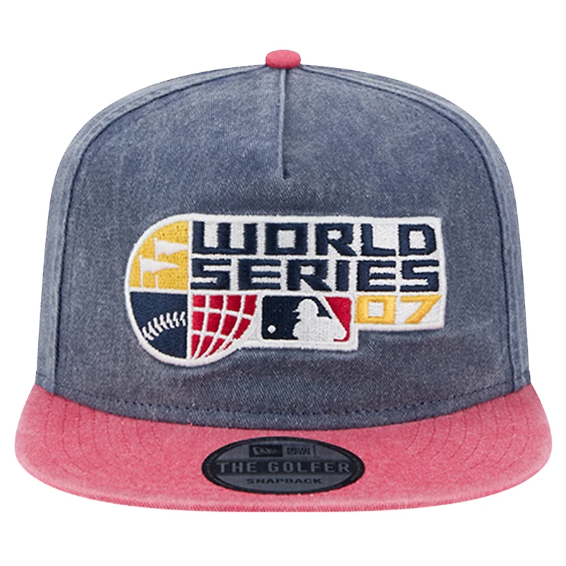Casquette Snapback de golfeur à teinture pigmentée New Era pour hommes, bleu marine/rouge, Boston Red Sox 2007 MLB World Series Champions