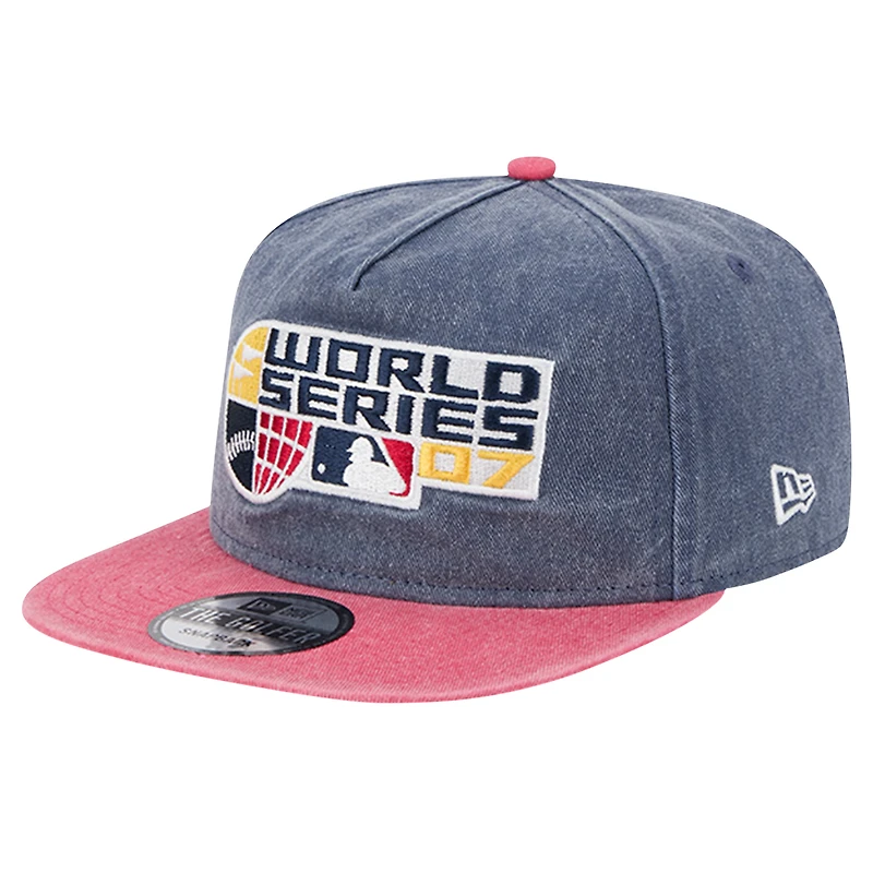 Casquette Snapback de golfeur à teinture pigmentée New Era pour hommes, bleu marine/rouge, Boston Red Sox 2007 MLB World Series Champions
