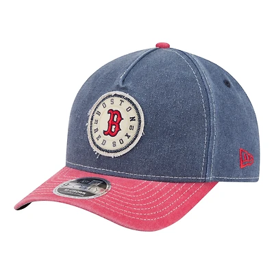 Casquette ajustable New Era bleu marine/rouge Boston Red Sox en feutre M-Crown 9FORTY pour homme