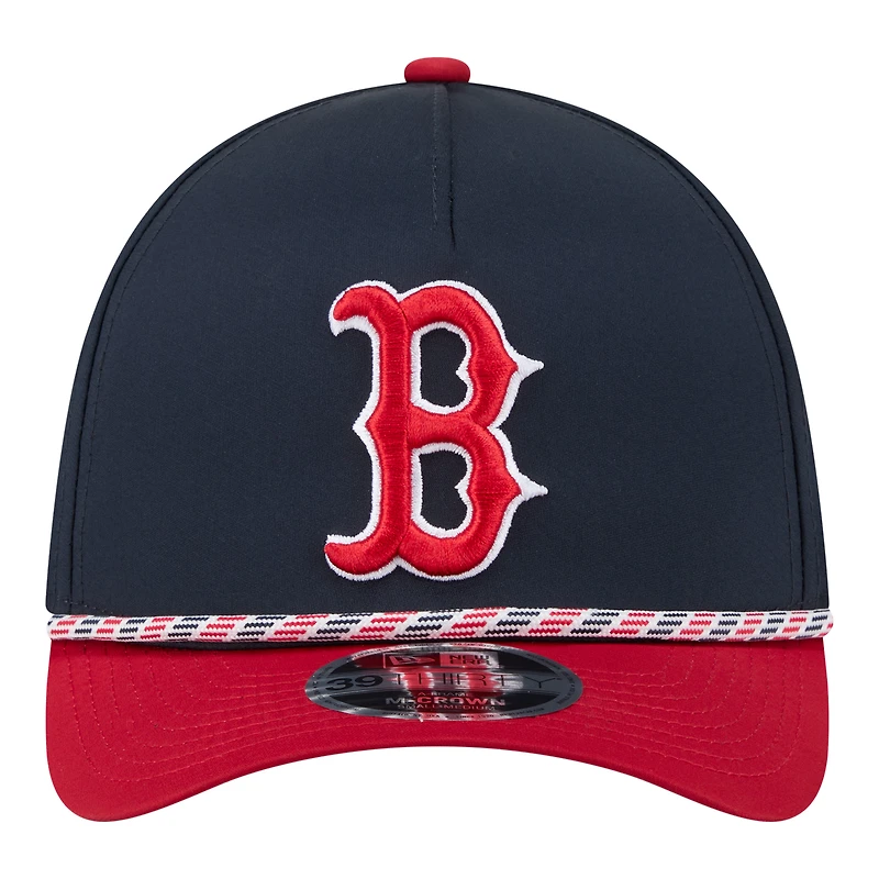 Casquette New Era Flex 39THIRTY pour homme, bleu marine/rouge, Boston Red Sox, modèle Rope M-Crown A-Frame