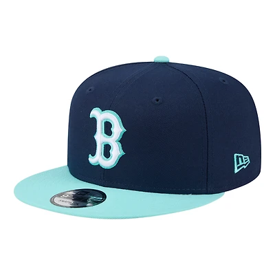 Casquette snapback New Era 9FIFTY pour homme, coloris bleu marine/turquoise, Boston Red Sox, lot bicolore