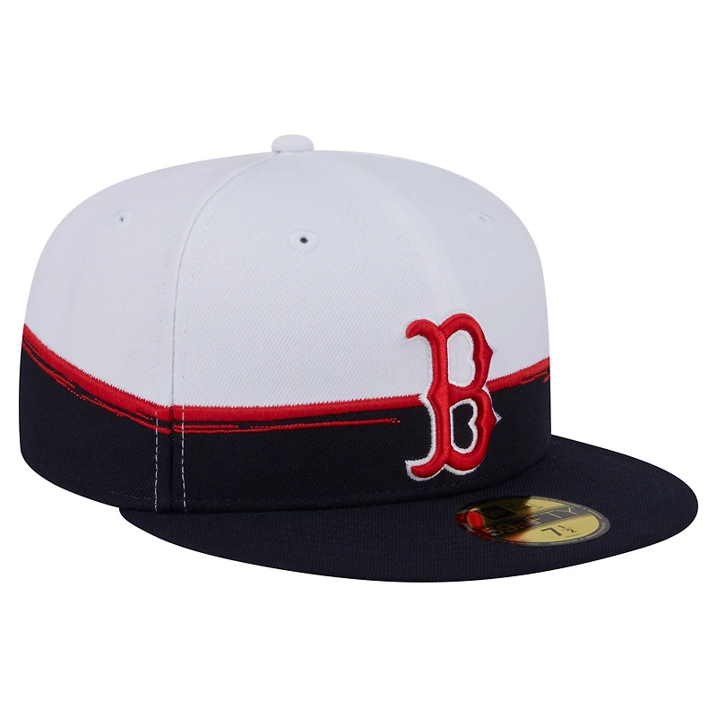 Casquette ajustée 59FIFTY Boston Red Sox Paint Stroke bleu marine/blanc pour homme New Era