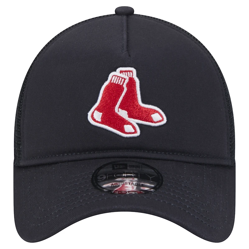 Casquette ajustable New Era 9FORTY A-Frame Trucker bleu marine pour homme Boston Red Sox