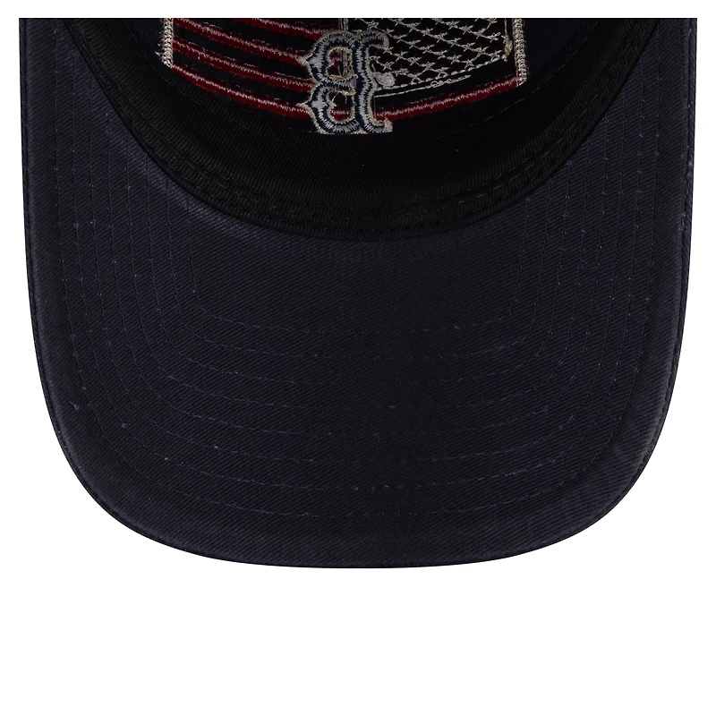 Men's New Era Navy Boston Red Sox Americana Flag 9TWENTY Adjustable Hat