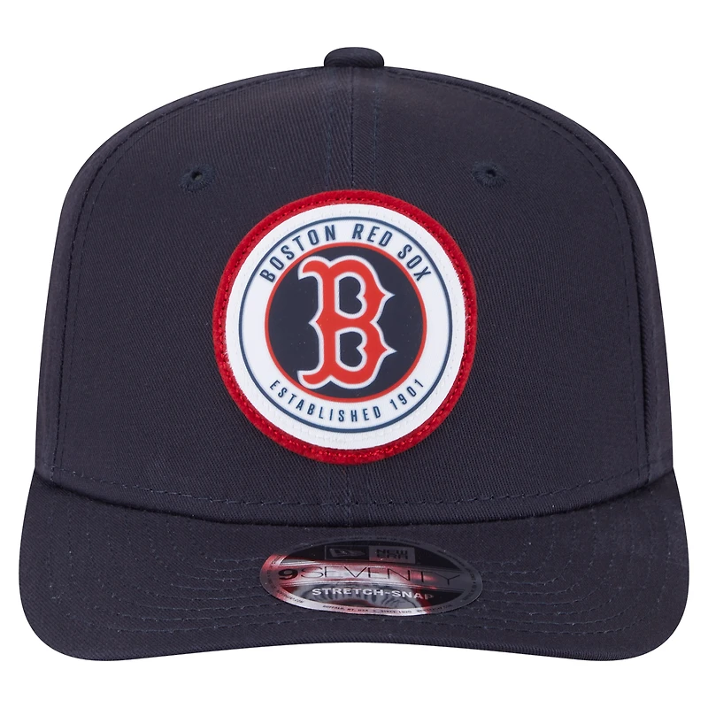 Casquette extensible à bouton-pression New Era bleu marine avec écusson circulaire 9SEVENTY des Red Sox de Boston pour homme