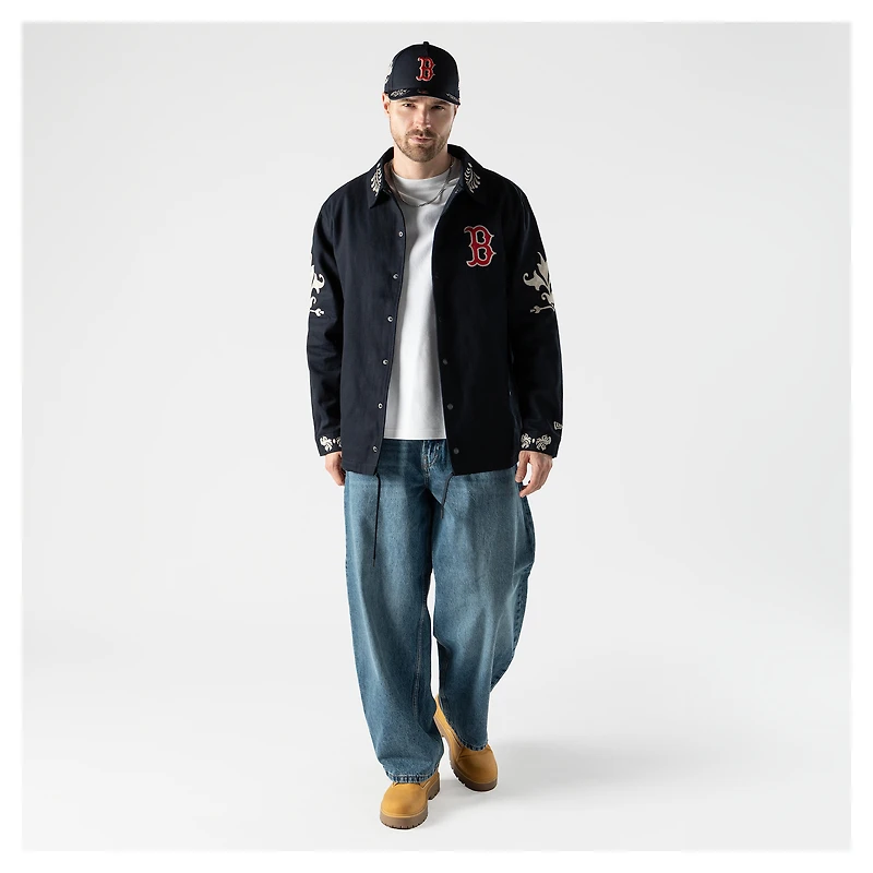 Men's New Era  Navy Boston Red Sox Coaches Full-Snap Jacket