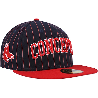Men's New Era Navy Boston Red Sox Concepts Pinstripe 59FIFTY Fitted Hat