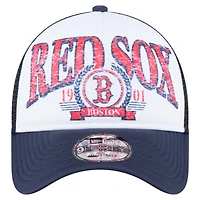 Men's New Era  Navy Boston Red Sox Distressed 9FORTY A-Frame Adjustable Trucker Hat