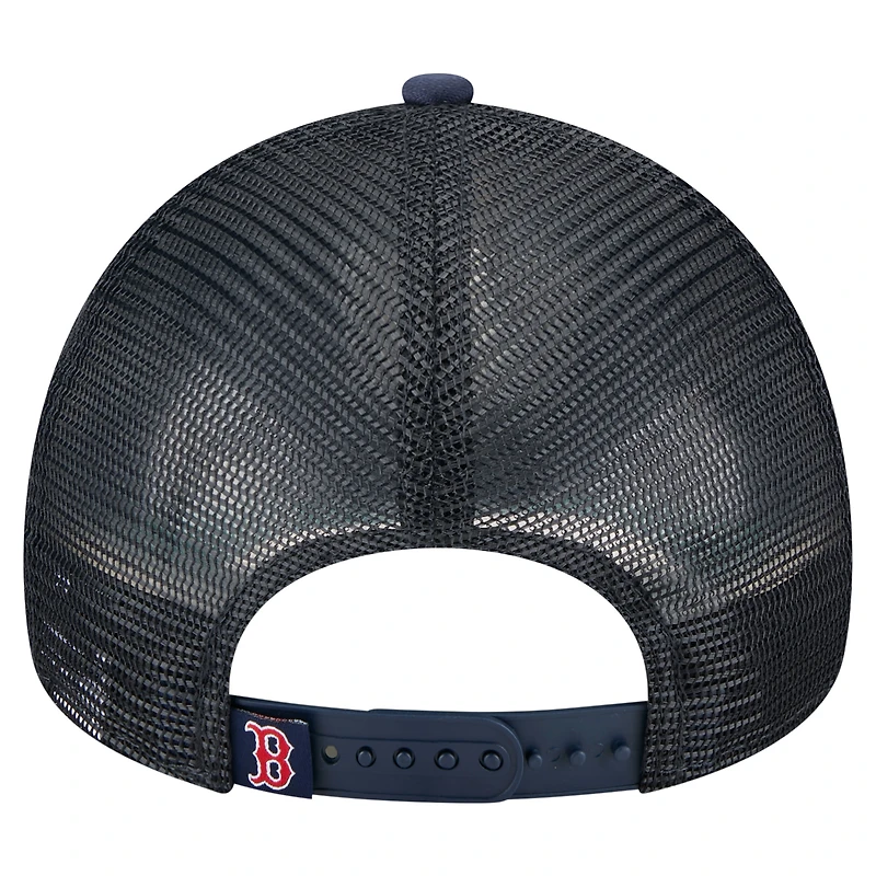 Men's New Era  Navy Boston Red Sox Distressed 9FORTY A-Frame Adjustable Trucker Hat