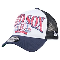 Men's New Era  Navy Boston Red Sox Distressed 9FORTY A-Frame Adjustable Trucker Hat