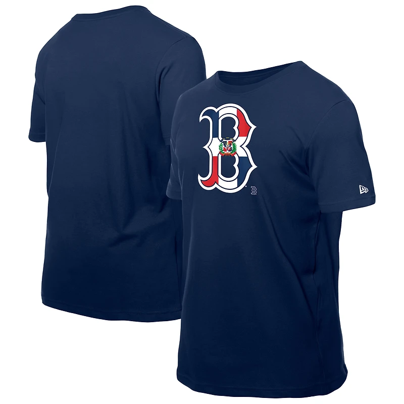 T-shirt New Era bleu marine avec logo drapeau de la République dominicaine des Boston Red Sox pour homme
