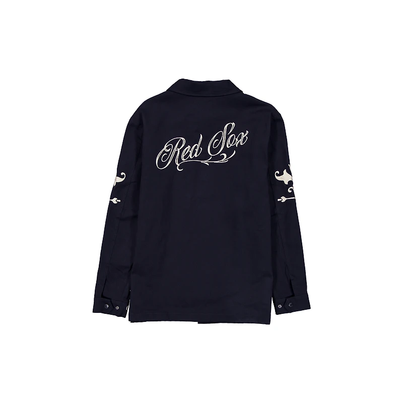 Veste d'entraîneur New Era bleu marine Boston Red Sox pour homme, fermeture à boutons-pression.