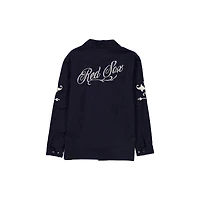 Veste d'entraîneur New Era bleu marine Boston Red Sox pour homme, fermeture à boutons-pression.