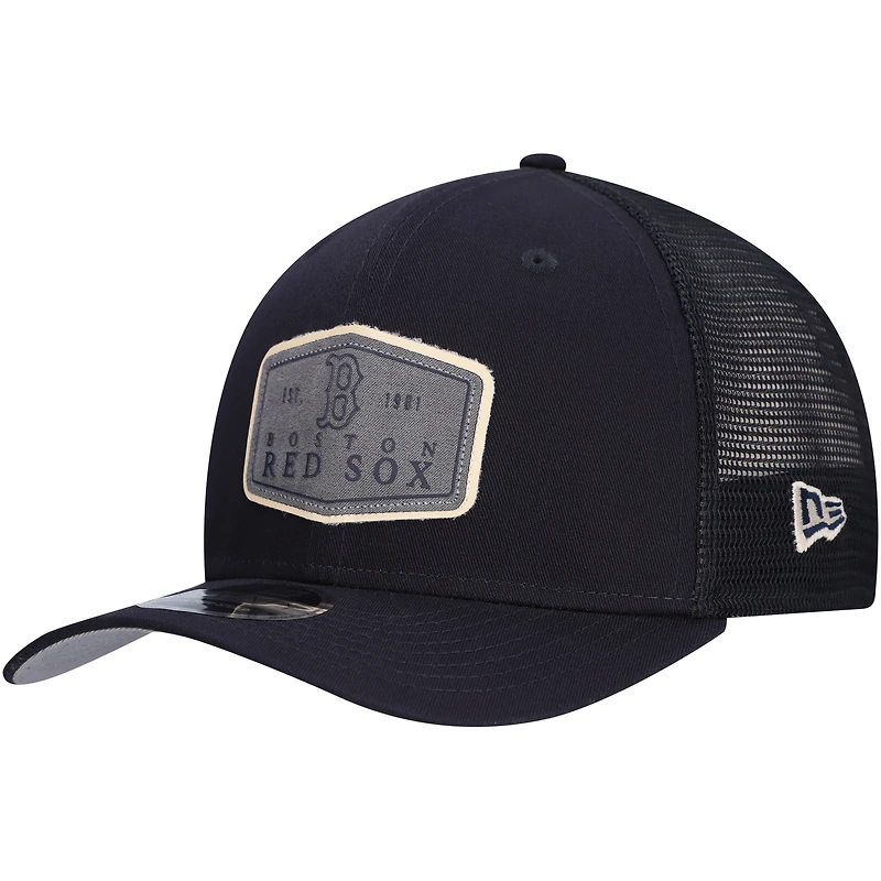 Casquette ajustable extensible à boutons-pression Boston Red Sox New Era bleu marine pour homme avec étiquette 9SEVENTY