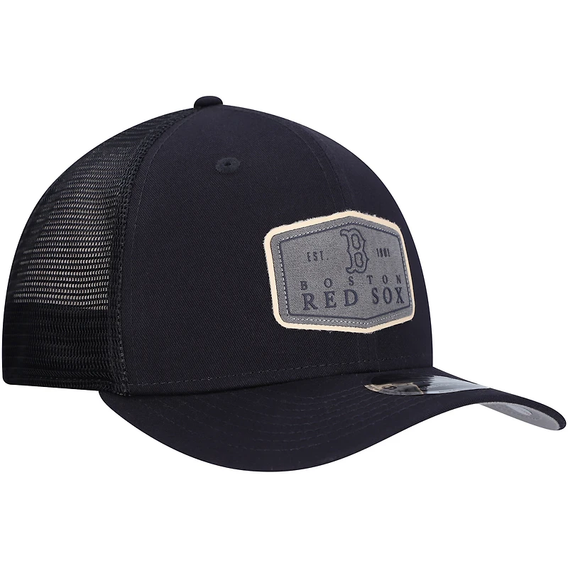 Casquette ajustable extensible à boutons-pression Boston Red Sox New Era bleu marine pour homme avec étiquette 9SEVENTY