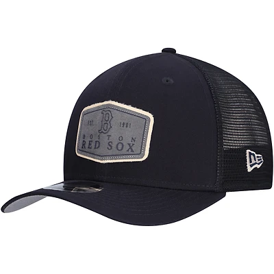 Casquette ajustable extensible à boutons-pression Boston Red Sox New Era bleu marine pour homme avec étiquette 9SEVENTY