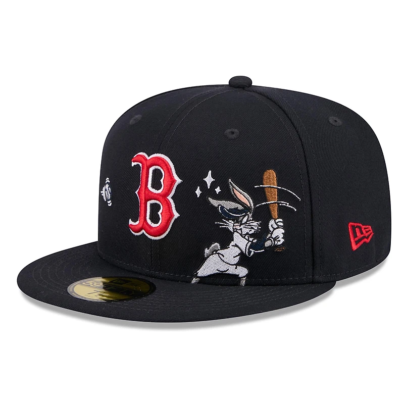 Men's New Era Navy Boston Red Sox Looney Tunes Bugs Bunny 59FIFTY Fitted Hat