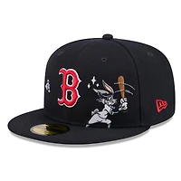 Men's New Era Navy Boston Red Sox Looney Tunes Bugs Bunny 59FIFTY Fitted Hat