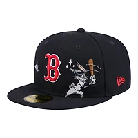 Casquette ajustée New Era 59FIFTY pour homme, bleu marine, Boston Red Sox, Looney Tunes Bugs Bunny
