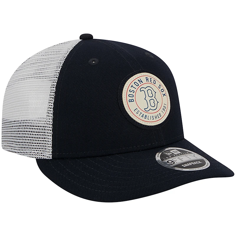 Men's New Era Navy Boston Red Sox LP Circle Trucker 9FIFTY Adjustable Hat