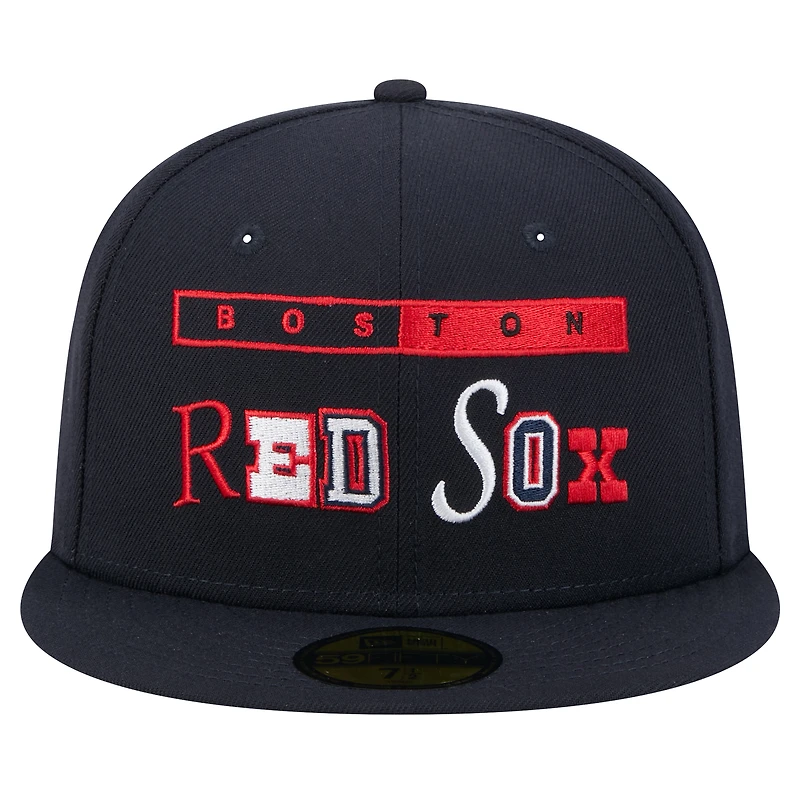 Casquette ajustée Ransom 59FIFTY Boston Red Sox bleu marine New Era pour homme