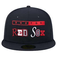 Casquette ajustée Ransom 59FIFTY Boston Red Sox bleu marine New Era pour homme