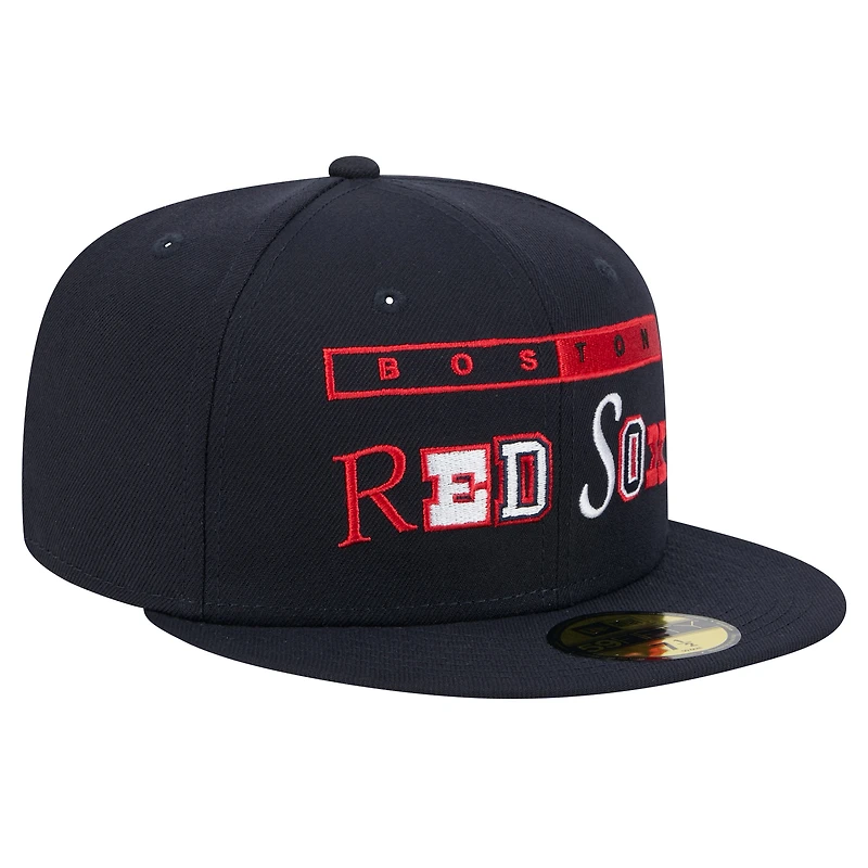 Casquette ajustée Ransom 59FIFTY Boston Red Sox bleu marine New Era pour homme