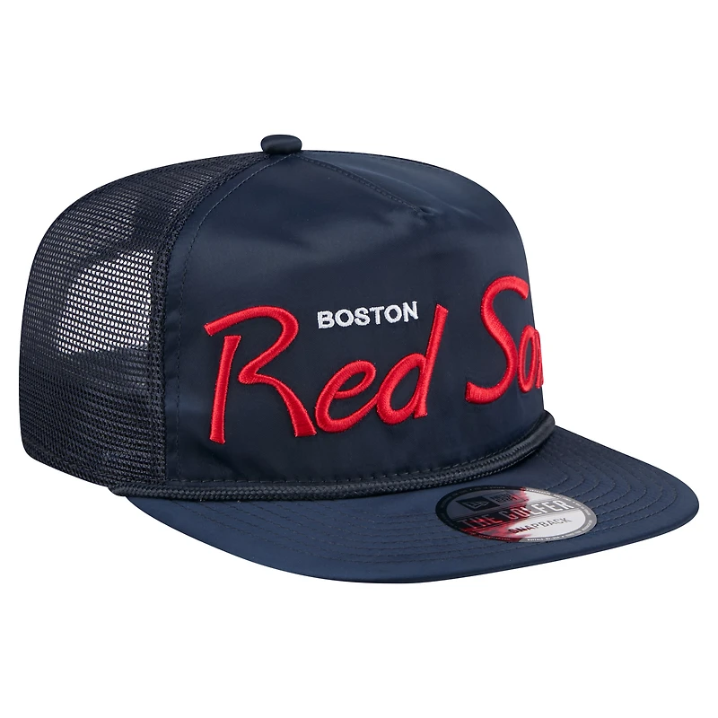 Casquette de golf ajustable New Era bleu marine Boston Red Sox Retro Satin Script pour homme