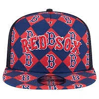 Men's New Era Navy Boston Red Sox Seeing Diamonds A-Frame Trucker 9FIFTY Snapback Hat