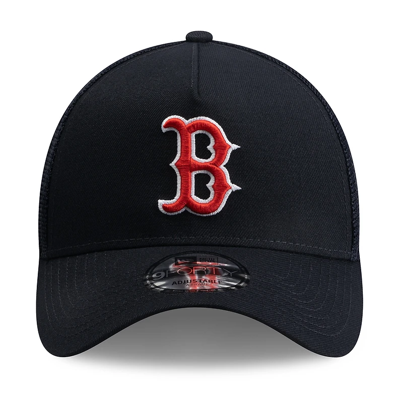 Casquette trucker ajustable New Era bleu marine Boston Red Sox 9FORTY à monture A et inscription latérale