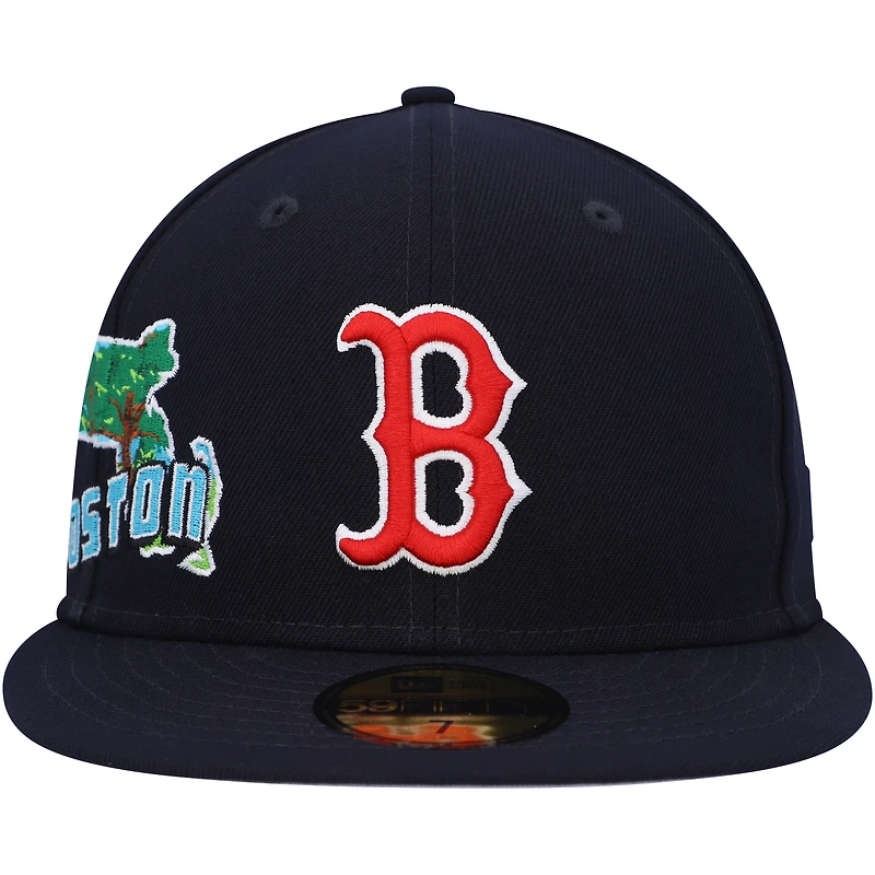 Casquette ajustée 59FIFTY Stateview des Boston Red Sox New Era pour homme, bleu marine
