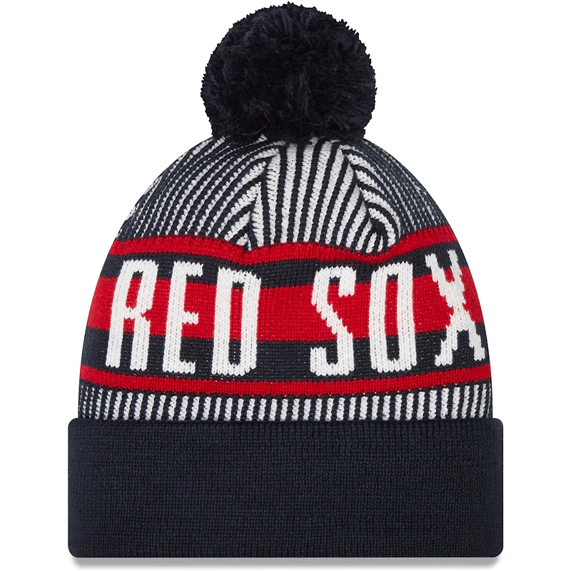 NWE REDSOX MARINE MLB NWE MANCHETTE À RAYURES POM BONNET EN TRICOT