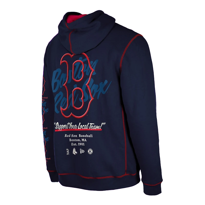 Men's New Era Navy Boston Red Sox Team Split Pullover Hoodie