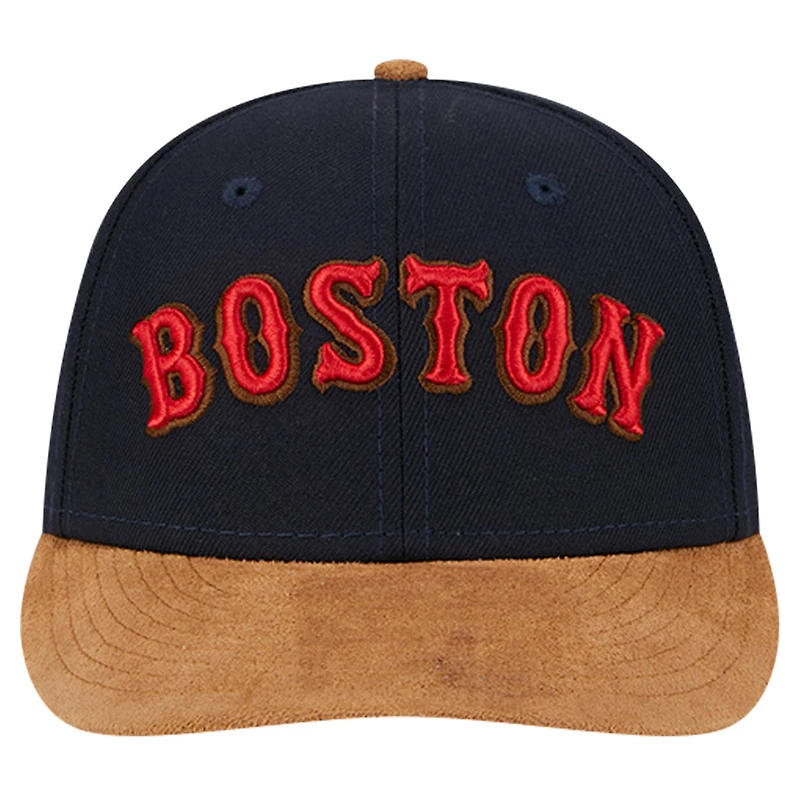 Men's New Era Navy Boston Red Sox Team Suede Visor Low Profile 59FIFTY Fitted Hat