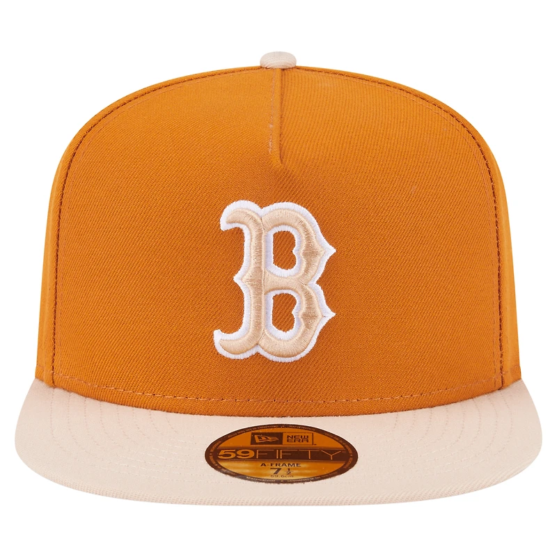 Men's New Era Orange/Light Beige Boston Red Sox Two-Tone Color Pack A-Frame 59FIFTY Fitted Hat