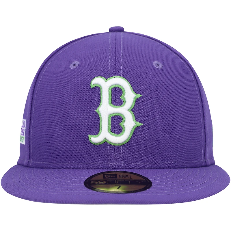Casquette ajustée 59FIFTY pour homme avec écusson latéral Boston Red Sox Lime New Era pourpre