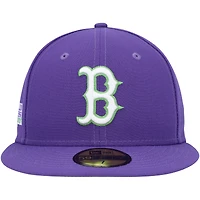 Casquette ajustée 59FIFTY pour homme avec écusson latéral Boston Red Sox Lime New Era pourpre