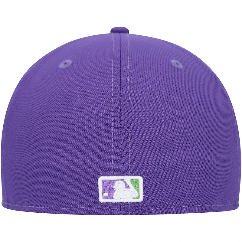 Men's New Era Purple Boston Red Sox Lime Side Patch 59FIFTY Fitted Hat