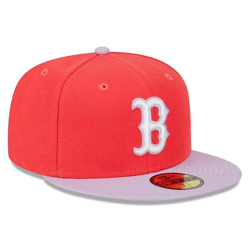 Casquette ajustée 59FIFTY printemps deux tons rouge/lavande Boston Red Sox New Era pour homme