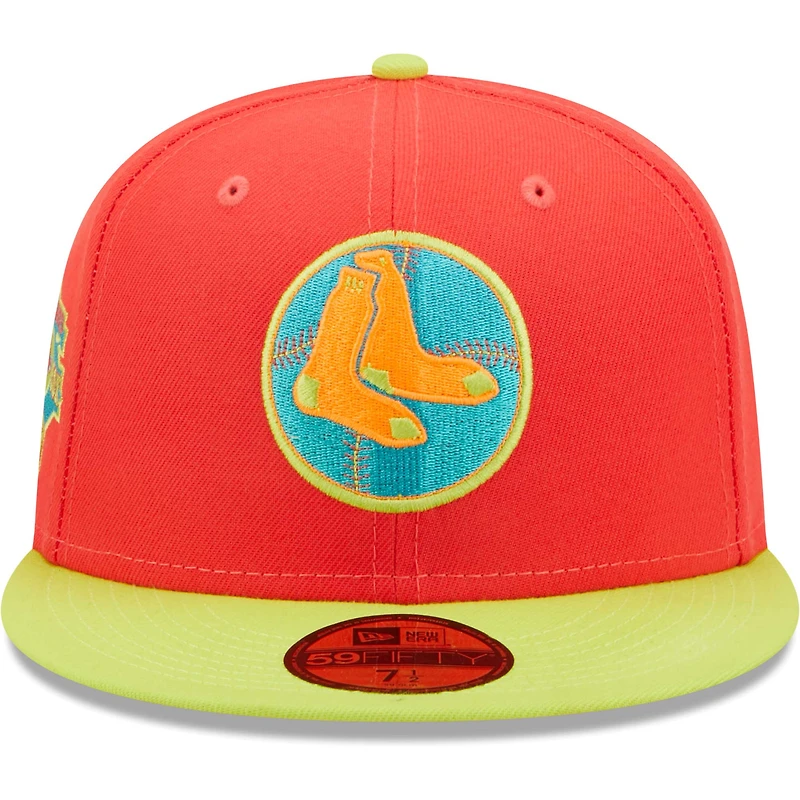 Casquette ajustée 59FIFTY avec surligneur Lava Boston Red Sox New Era rouge/vert fluo pour homme