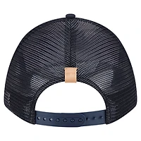 Men's New Era Stone/Navy Boston Red Sox Text A-Frame Trucker 9FORTY Hat