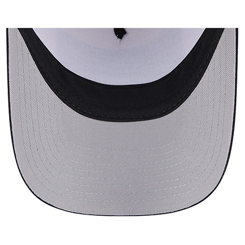 Men's New Era Stone/Navy Boston Red Sox Text A-Frame Trucker 9FORTY Hat