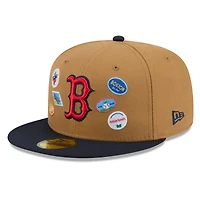 Men's New Era Tan Boston Red Sox Fruit Sticker 59FIFTY Fitted Hat